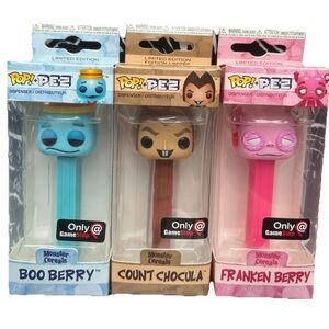 New Set Of 3 Funko POP! PEZ dispensers Boo Berry, Count Chocula & Franken Berry